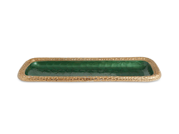 Florentine 16" Rectangular Tray Gold Emerald