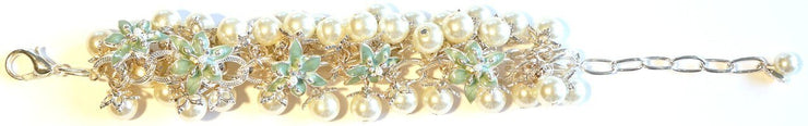 Lily Blossom Pearl Cluster Bracelet Silver Turquoise