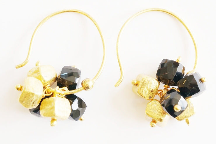 Cube Gem Cluster Earring Gold Caviar