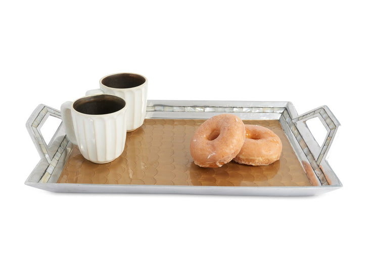Classic 21" Beveled Tray w/Handles Toffee