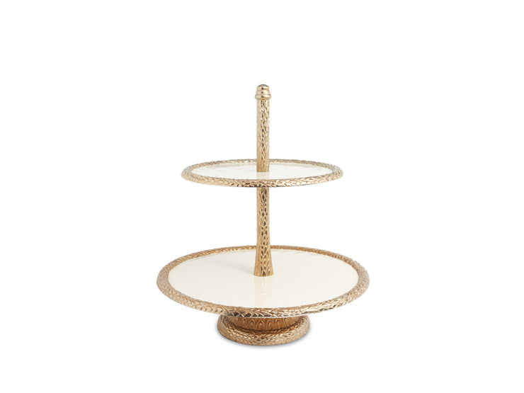 Florentine 13.5" Two-Tiered Server Gold Snow