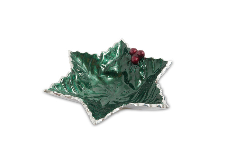 Holly Sprig 6" Starflake Bowl Emerald