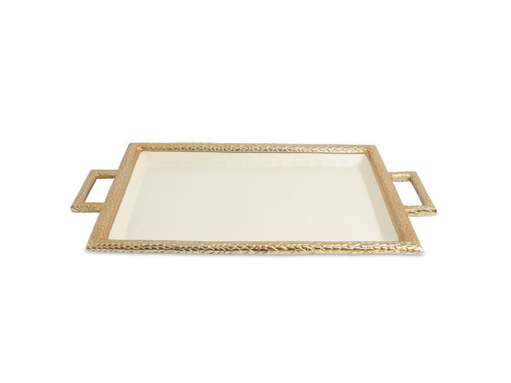 Florentine 23" Beveled Tray with Handles Gold Snow