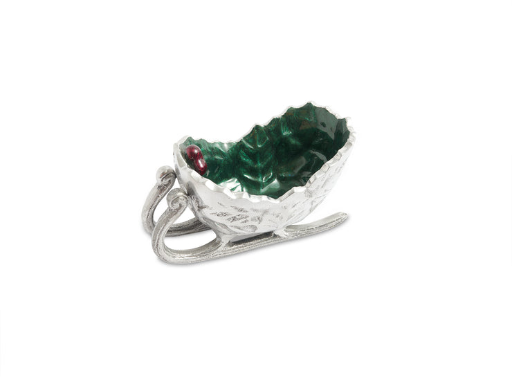 Holly Sprig 5.5" Petite Sleigh Bowl Emerald