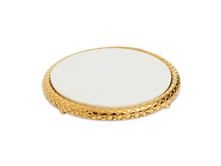 Florentine 11" Cheese Marble Serving Tray Gold