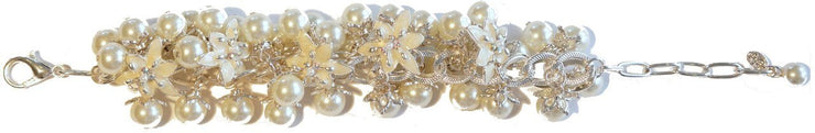 Lily Blossom Pearl Cluster Bracelet Silver Snow